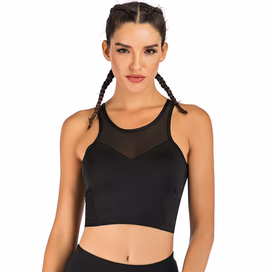 Custom Logo Removable Women Breathable Mesh Sports Sexy Running Yoga Bra Tube Top
