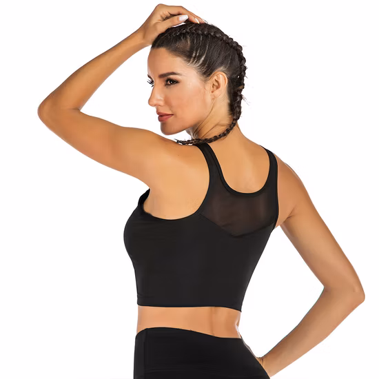 Custom Logo Removable Women Breathable Mesh Sports Sexy Running Yoga Bra Tube Top